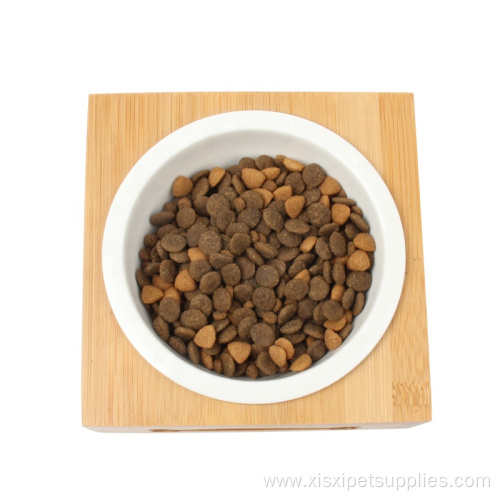 Cat Dog Food Bowl With Raised Bamboo Stand